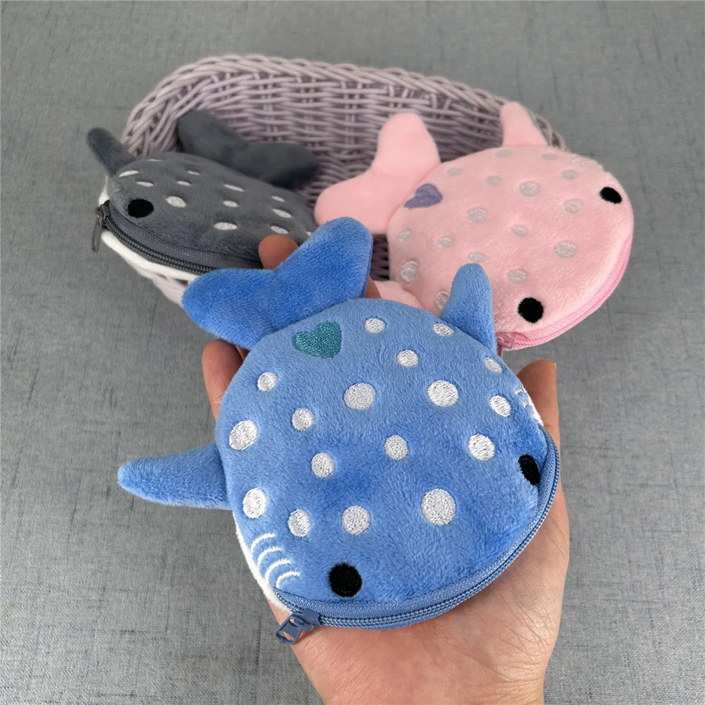 50개 귀여운 작은 3색, 12CM 고래 플러시 동전 가방, 플러시 동전 지갑 장난감