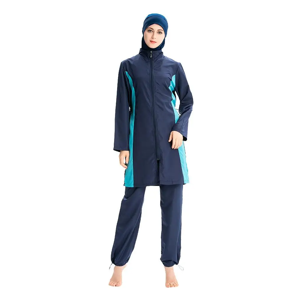 Women's Swimwear Muslim Swimwear Three Piece Ladies Sun Protection Long Sleeve Long Trousers Hat Swimming Set