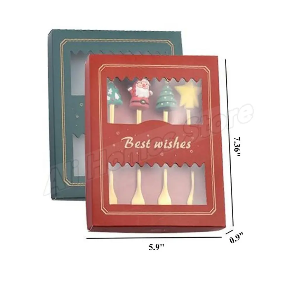 Description Picture 5 of item4PCS Christmas Spoons Fork Set Christmas Cutlery Set Elk Dessert Scoop Fruit Fork Coffee Spoon Stainless Steel Dessert Fork Set