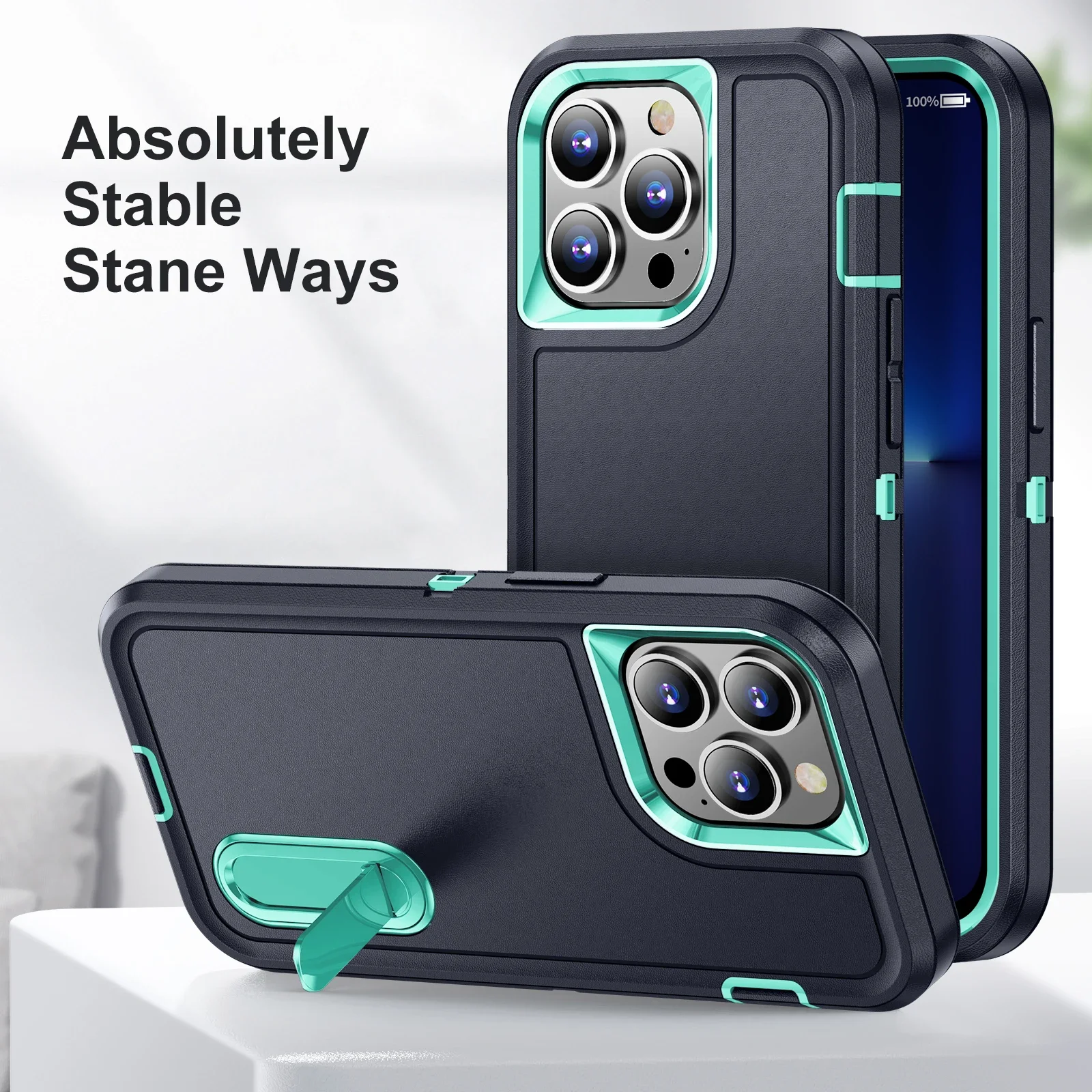 PKCASE Coque antichoc robuste pour iPhone 16 15 14 13 12 11 Pro Max PLUS avec support en métal pour iPhone Coque rigide_voghion.com