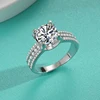 GRA 2-5ct Moissanite Wedding Ring D Color Luxury Three Row Square Diamond Ring Real 925 Sterling Silver Fine Jewelry for Women 3