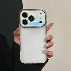 Fashion Glitter Candy Color Laser Phone Case with All - Inclusive Lens Soft Cover - iPhone 15 (White)