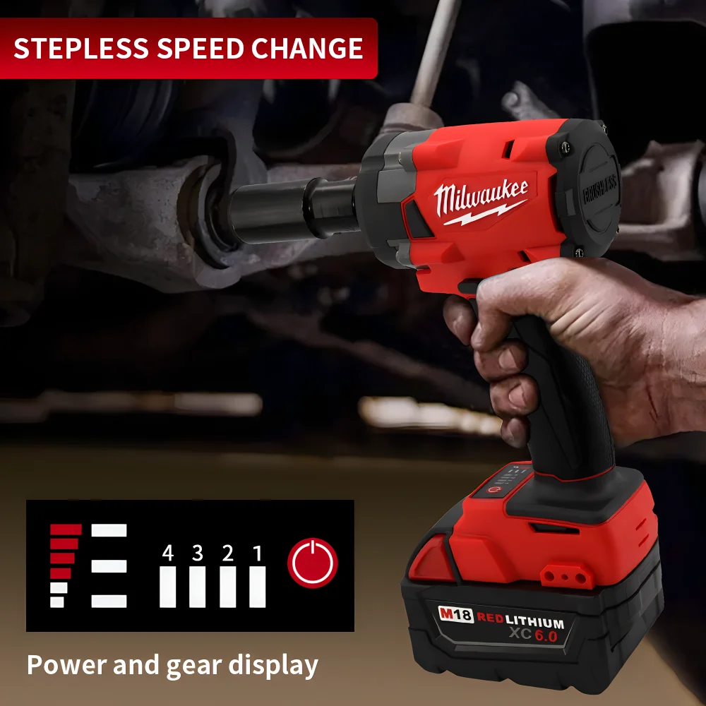 Milwaukee Cordless Impact Wrench 300N.m Brushless Compact Electric Wrench Recharge 18V Battery For Car Tires Power Tools 5