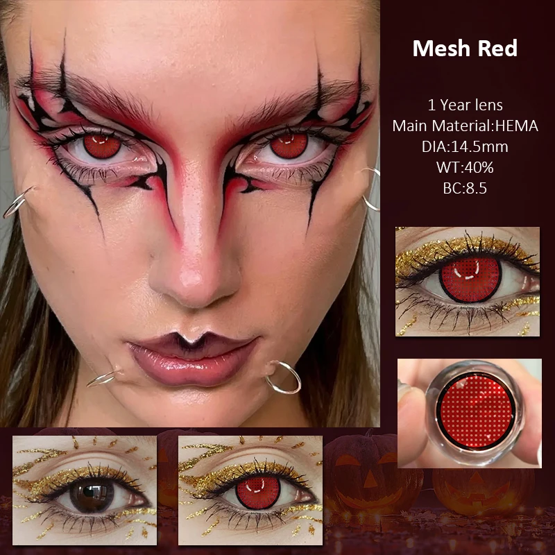Vivid Halloween Red Cosplay Contact Lenses - 14.5mm Yearly Soft High-Quality