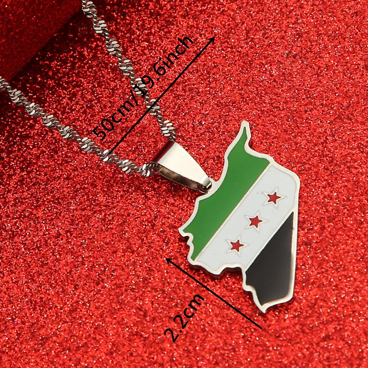 Stainless Steel Trendy Syria Map Flag Pendant Necklaces Syrians Map Women Necklace 5
