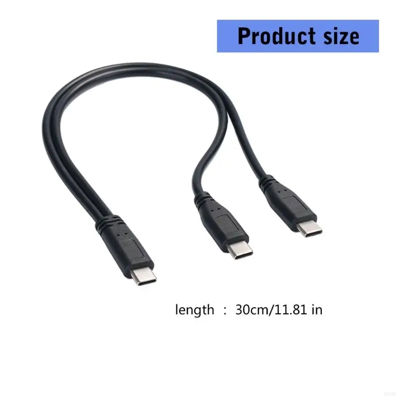 USB C male to Double USB C male Splitter Cord Converter Multiple Hubs Type Port Hub Charger Power Split Adapter
