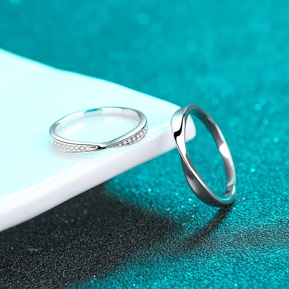 FEOBUR 100% 925 Sterling Silver Moissanite Couple Rings