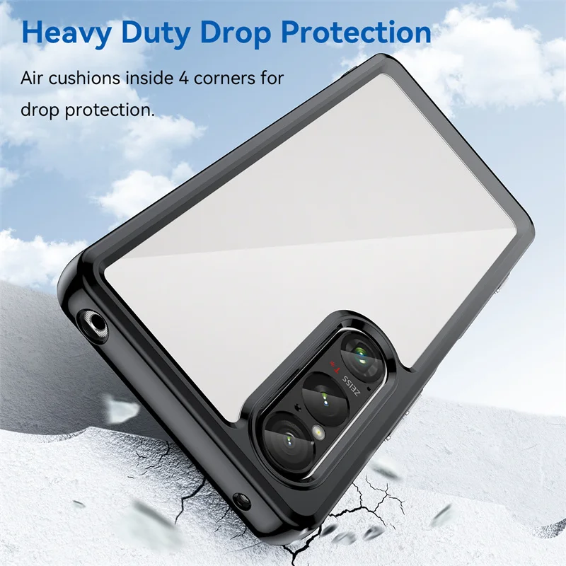 Custodia SHIEID Trasparente Per Sony Xperia 1 V - Bordi Colorati, TPU Morbido E Anti-ingiallimento