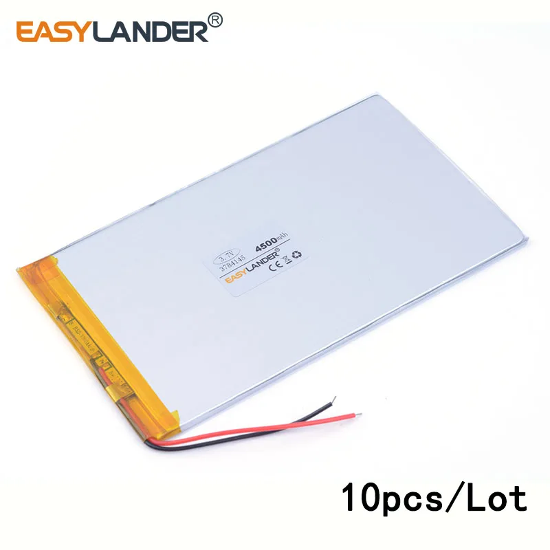 

10pcs /Lot 4500mah 3.7V 3784145 lithium Li ion polymer rechargeable battery for dvr GPS mp3 mp4 cell phone speaker