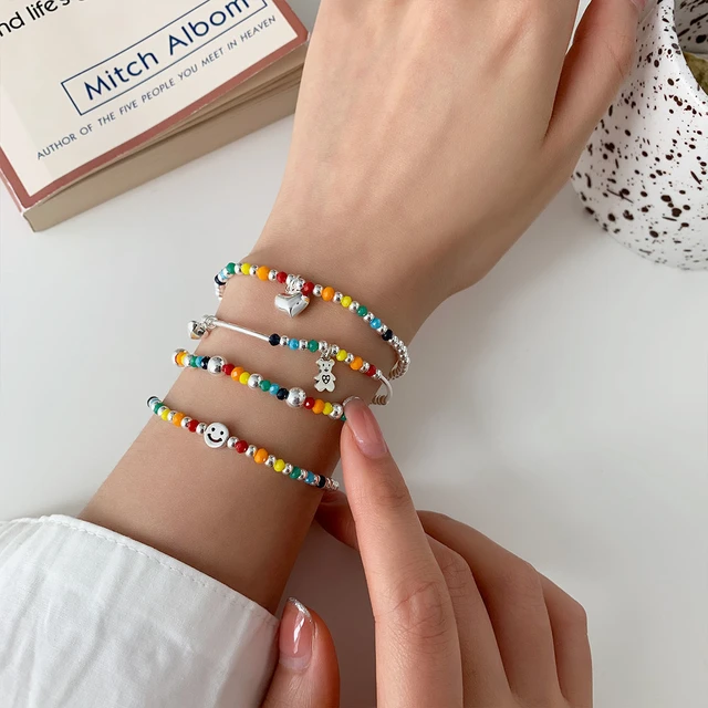 Latest Stylish Fashion Gold Beads Heart Smile Face Multi-Color Woman  Bracelet and Girl Bracelets Gift for Wholesale - AliExpress