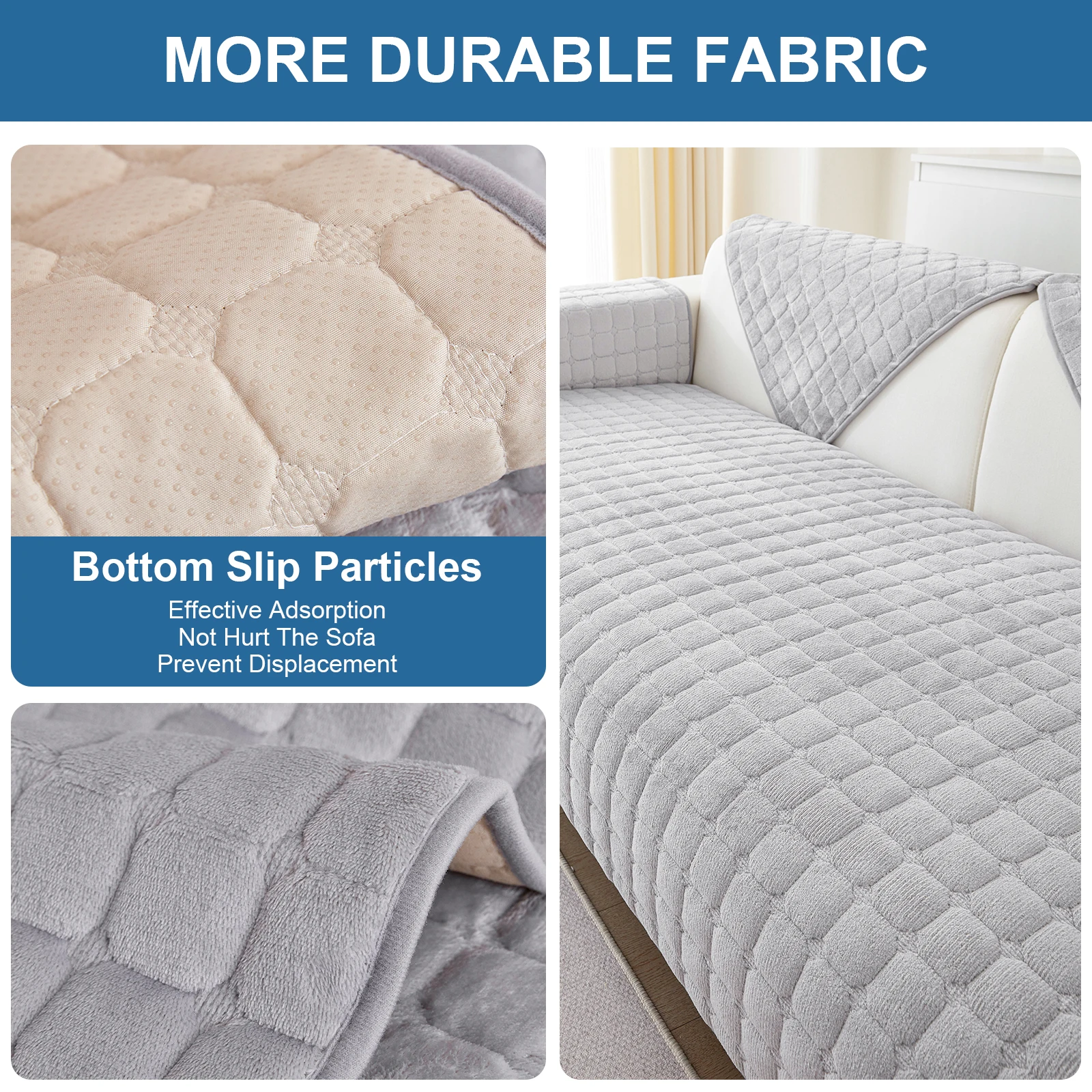 Velvet Sofa Cover Thicken Non-Slip Flannel Couch Cover Plush Plaid For Living Room Slipcover Warm Waterproof Furniture Protector 3