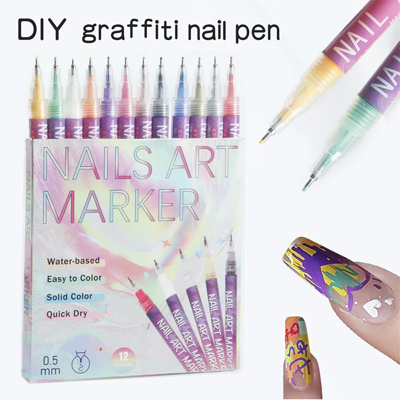 Nail Art Drawing Graffiti Pen Colorful Brush Nail Manicure Decoration Tools Waterproof Quick Drying Liner New Quality