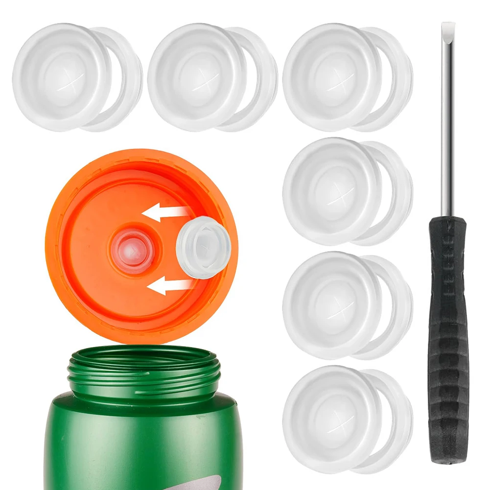 6 Pack Dispensing Valves Silicone Valve and Plastic Insert with Screwdriver No Leak Compatible with Gatorade Gx Water Bottle