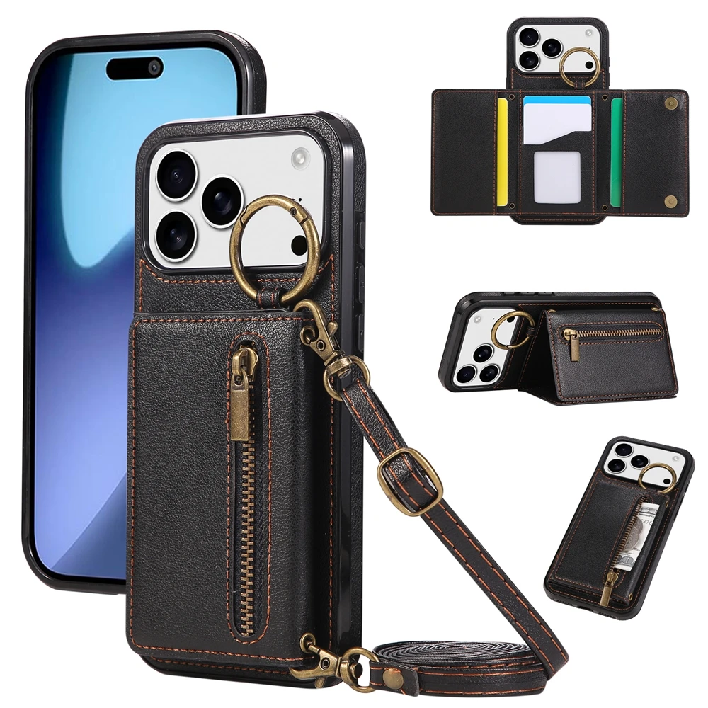 Elegant Crossbody Leather Purse with Wallet and Kickstand Functionality