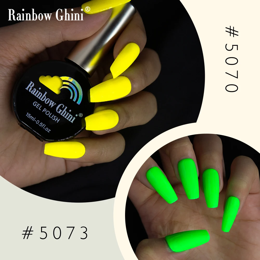 Nail Polish RG Neon UV LED Gel Nail Polish 15ml Semi-Permanent Hybrid Nail Varnish Art Manicure Fluorescent Color Salon Top Coat Gel Polish