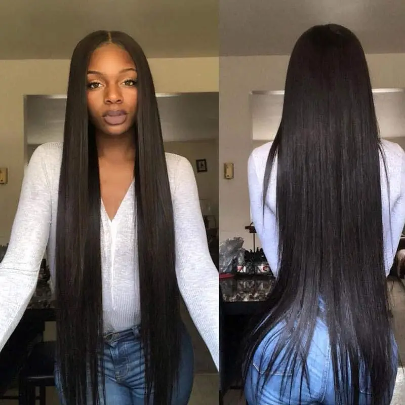 Malaika 40 Inch Straight Hair With Frontal Birthday Bundles Deals Brazilian Human Hair Bundles With Closure Remy Hair Extension 2