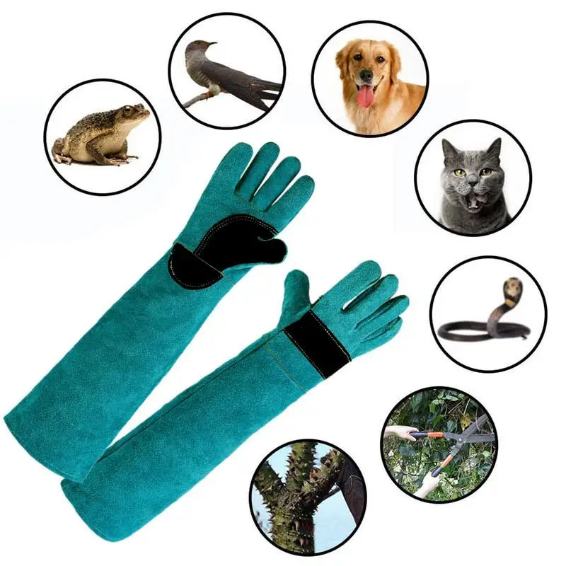 Anti-Bite Safety Gloves Ultra Long Thickened Green Pets Grip Biting Protective Gloves For Catch Dog Cat Reptiles Animal supplies