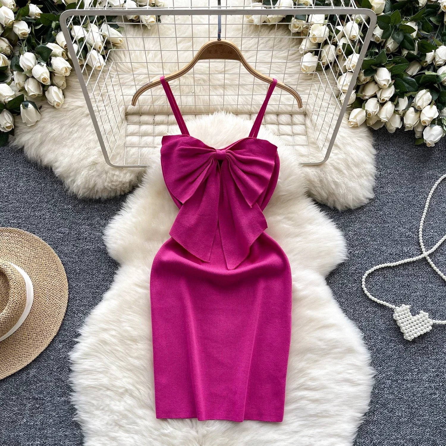 JacquardWaist Wrap Off Shoulder Bow Sexy Party Spring Summer Mini Dress