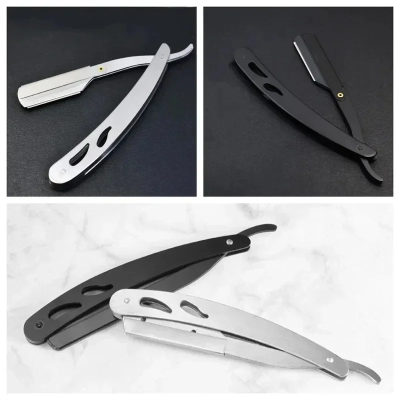 1/2/3 Rasoirs professionnels manuels pliants en acier inoxydable pour hommes, pour la coupe de la barbe 1