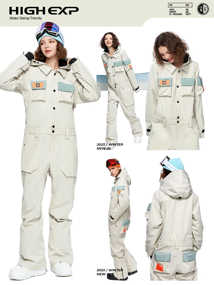 new professional one-piece ski suit for waterproof thickened warm loose single and double board set snowboard clothes