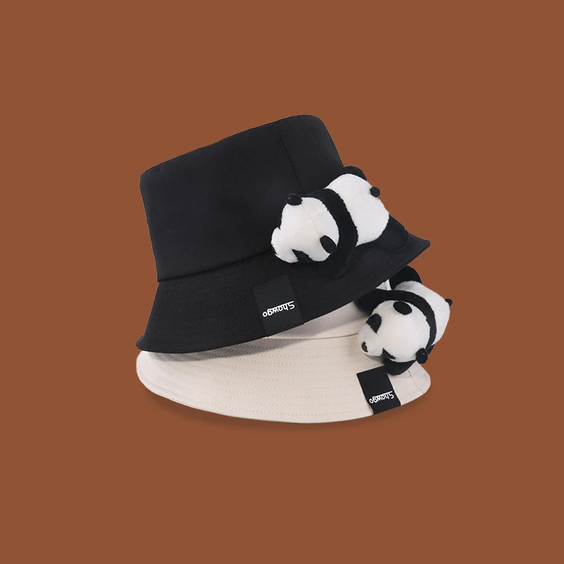 

Панама плюшевая для девочек и мальчиков, модная шапка из 100% хлопка с пандой, дорожная Кепка, Повседневная летняя