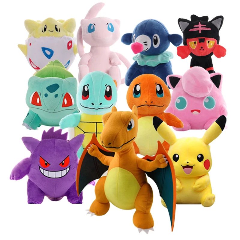 

Pokemon Plush Toy Charmander Stuffed Doll for Kids Pikachu Gengar Bulbasaur Squirtle Psyduck Eevee Mewtwo Children‘s’ Xmas Gift