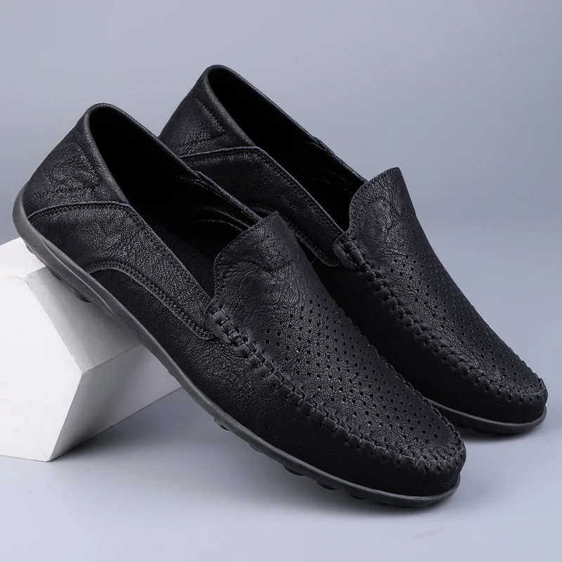 Split Leather Men Loafers Slip On Flats Casual Shoes For Men Moccasins Super Soft Men Footwear For Summer And Spring 5