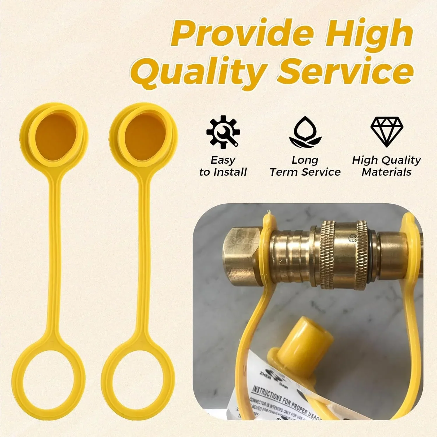 2pcs 3/4" Propane Natural LP Gas Dust Cap Plug Cover Soft PVC Yellow Quick Connect Hose Fittings Water Valves Pipe Connectors