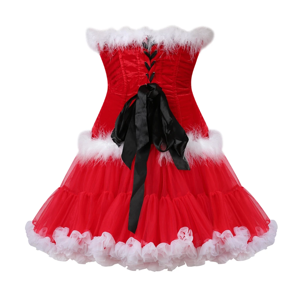 Sexy Red Black Velvet Dress Cosplay Santa Claus Costume Outfit ,New Women Sexy Christmas Lace Up Erotic Costume Party Lingerie