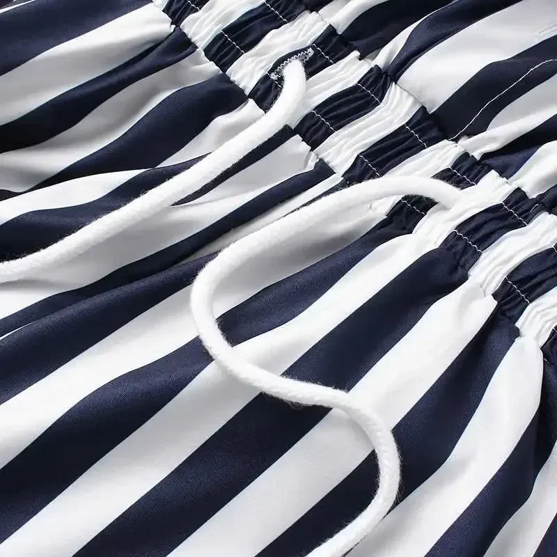 Casual Men Short Sleeve Striped Rompers Button Shorts Jumpsuit Drawstring Streetwear Hombre Beach Wear Hawaii Playsuit Overalls