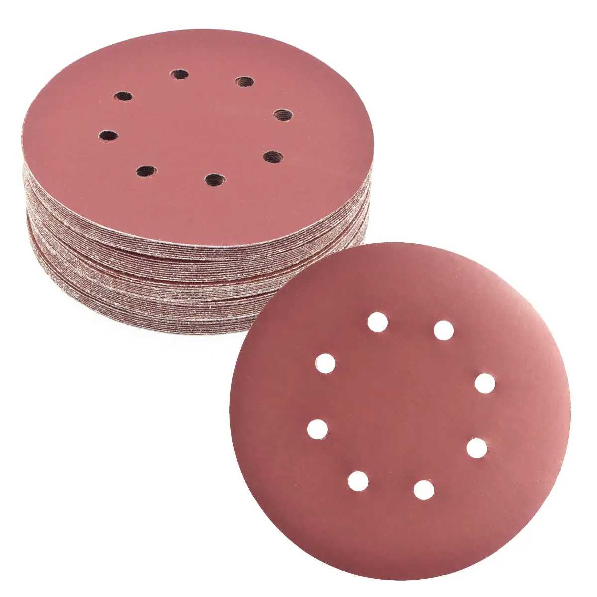 7 Inch Sanding Disc 8 Hole Hook and Loop 40-180 Grit Flocking Sandpaper For Grinder Random Orbital Sander Paper 10Pcs