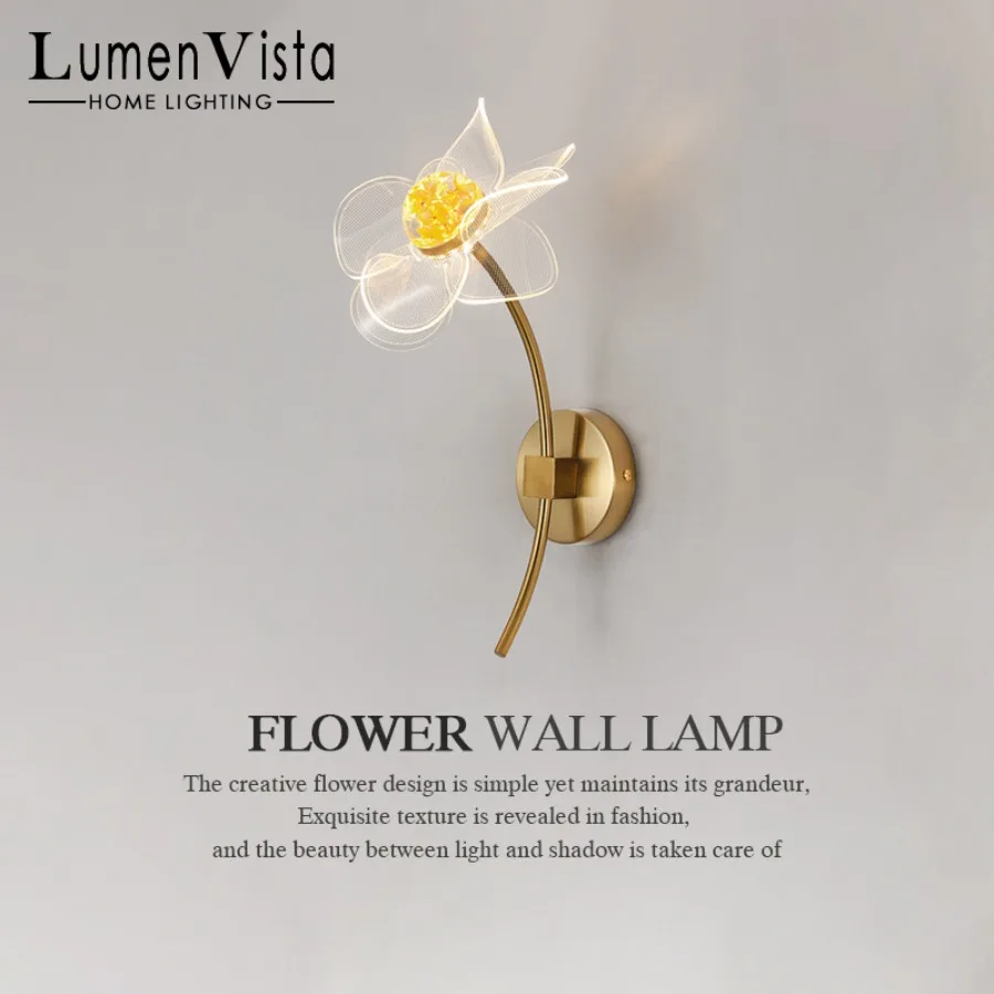 LED Wall Lamp Nordic Creative Flower Shaped Reading Light Modern Simple and Luxurious TV Bedroom Bedside Background Wall Lamp