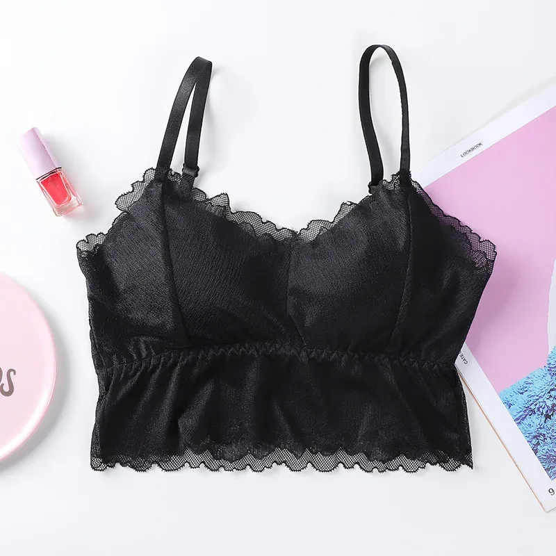 Lace Bralette With Removable Pads Wireless Bra For Women Summer_voghion.com