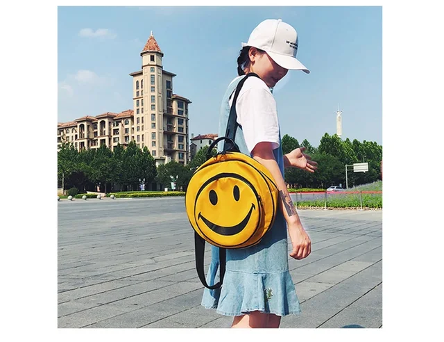 Cute Smiley Face Print Round Backpack 😀 – Emoji Foundation Shop 😂