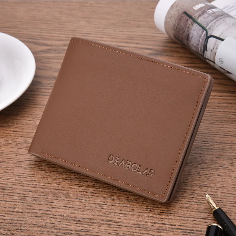 New Men PU Leather Purse Black Frosted Material Youth Credit Card Holder Coin Purse 2023 Men Purse 4