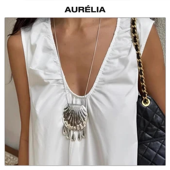 2025 Fashion Shell Gold Silver Tassel Large Pendant Necklace Woman Unique Design High Quality Jewelry Trend 1