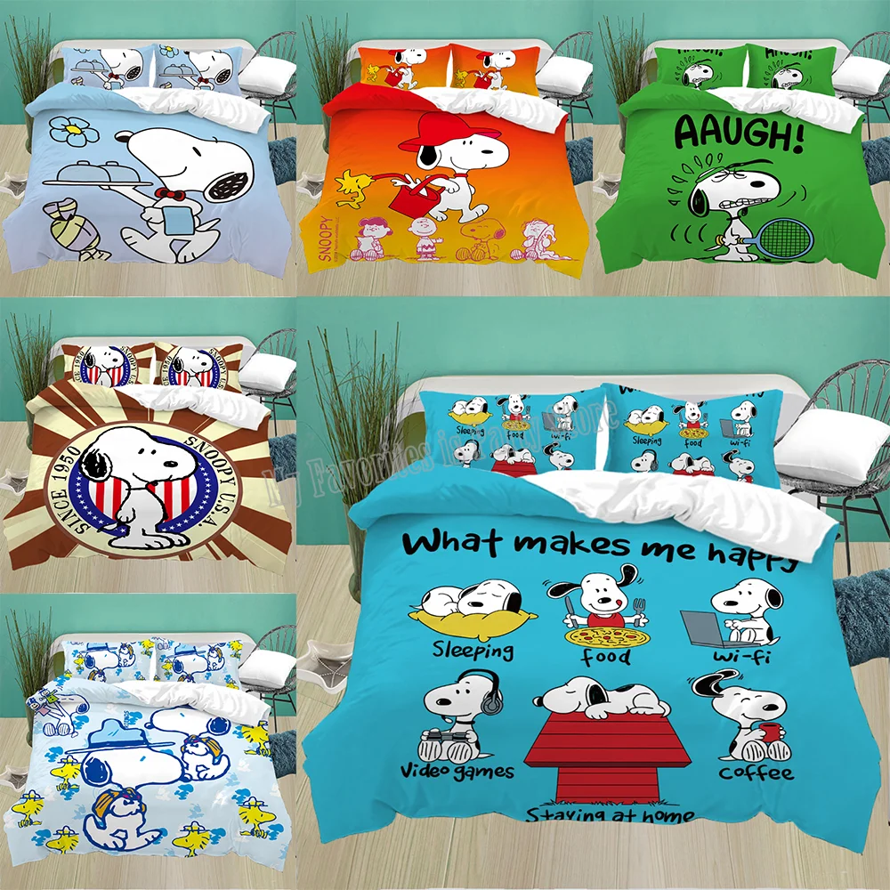 Snoopy-Bettw-sche-Set-Anime-Erdnuss-Bettw-sche-Nette-Hund-Cartoon-Quilt ...