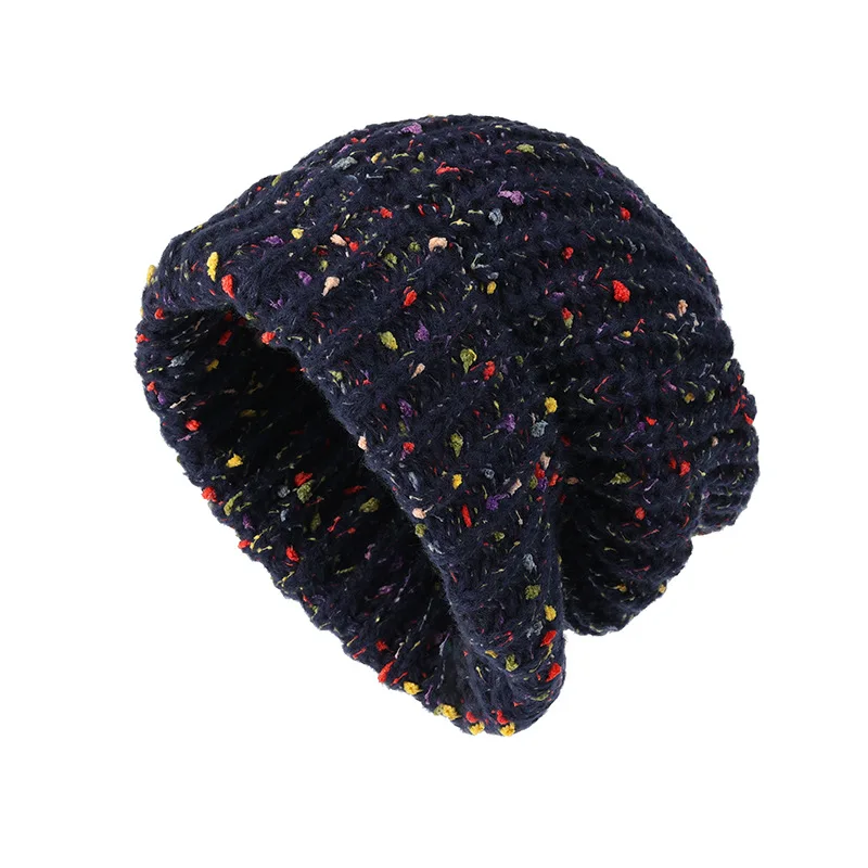 Trendy Mixed Color Slouchy Beanie Classic Coldproof Warm Skull Cap Thick Knit Hats Beanies For Women Autumn & Winter 4