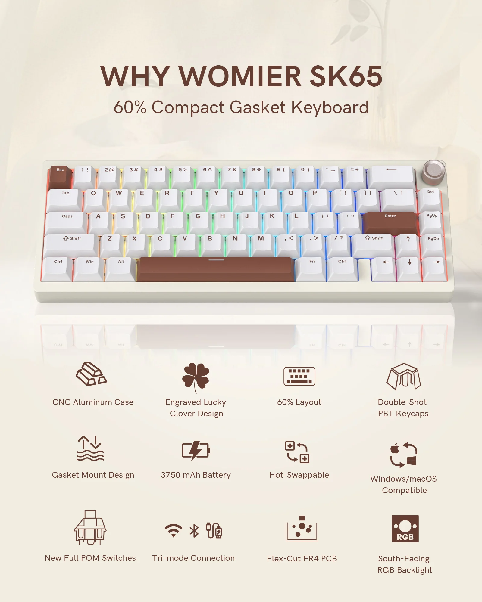 Womier SK65 V2 65% Aluminum Alloy Shell Gamer Mechanical