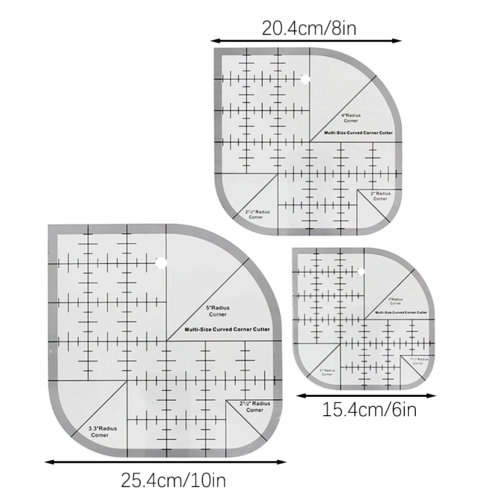 Non Slip Curved Corner Cutter Ruler Multifunctional Fabric Cutting Ruler DIY Sewing Supplies