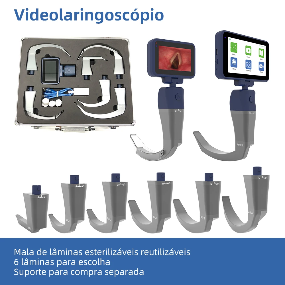 Videolaryngoscope, на выбор 3 'и 4,5', совместим с различными лезвиями, можно приобрести в любой комбинации