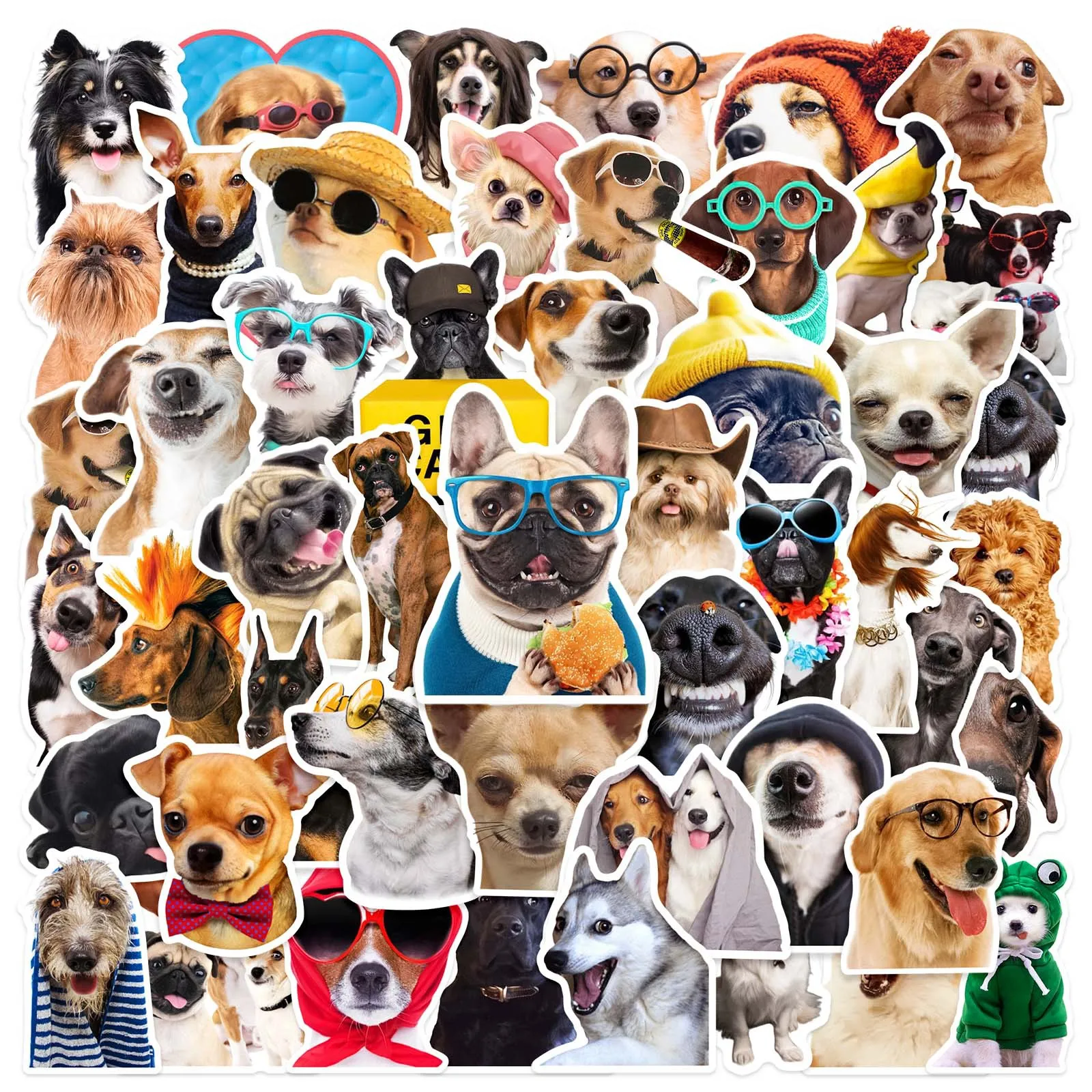 Cute Pet Stickers Kawaii Funny Cat Meme Decals Vinyl Waterproof Stickers Water Bottle Laptop Bumper Phone Guitar 50pcs