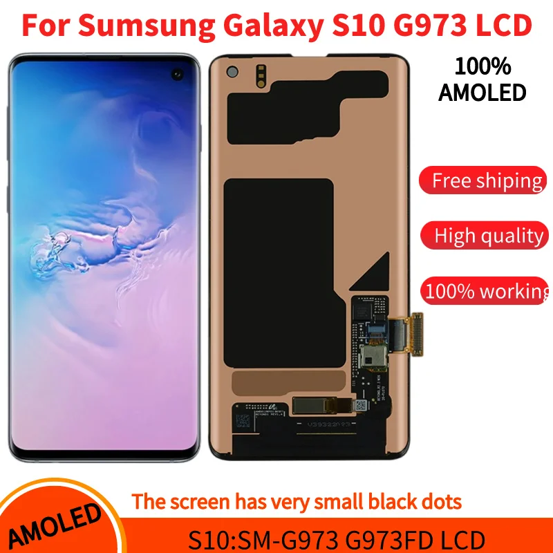 

AMOLED For Samsung Galaxy S10 Lcd SM-G973/973F Display Touch Screen Digitizer Assembly For Samsung S10 Repair Parts