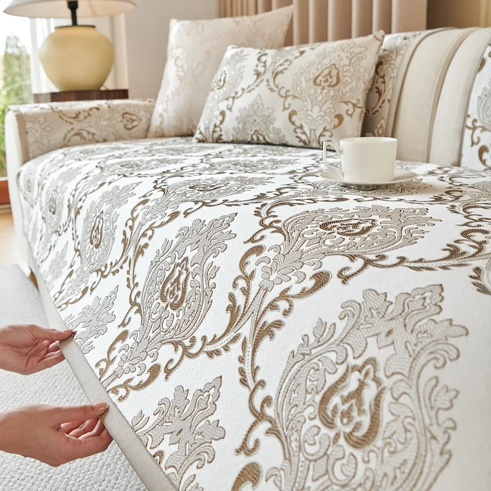 High Precision Jacquard Sofa Cover Towel Luxury Universal Non-slip Sofa Mat Pad Modern Washable Couch Slipcovers Living Room 2