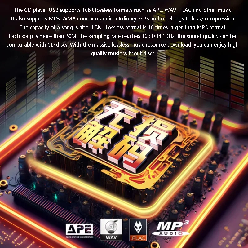 무손실 HIFI CD 플레이어 블루투스 5.0, OPA1612 연산 증폭기, DTS CD 음악 플레이어, 24 비트 192KHz 디코딩 XLR 출력