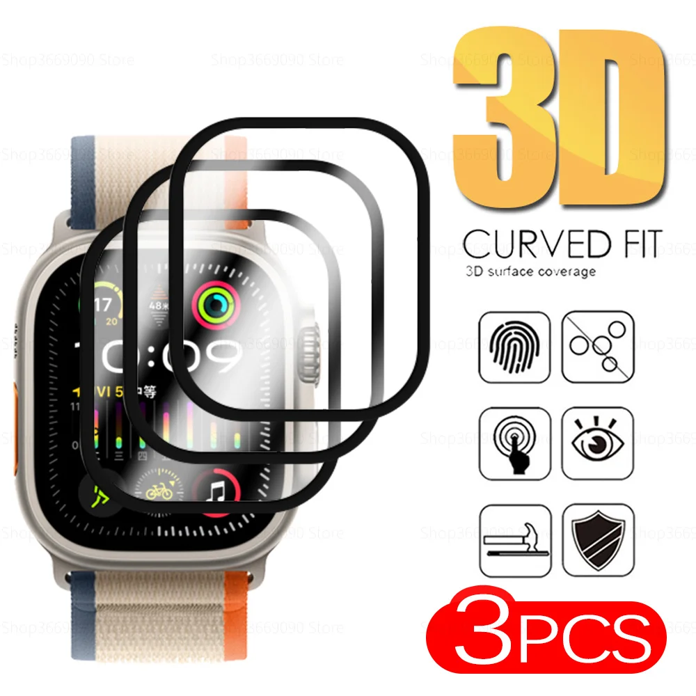 Pellicola Salvaschermo 3 Pezzi Per Apple Watch Ultra 2 Smart Watch Hd Vetro Protettivo In Fibra Morbida Per Apple Watch Series 9 8 7 Cover In Pellicol