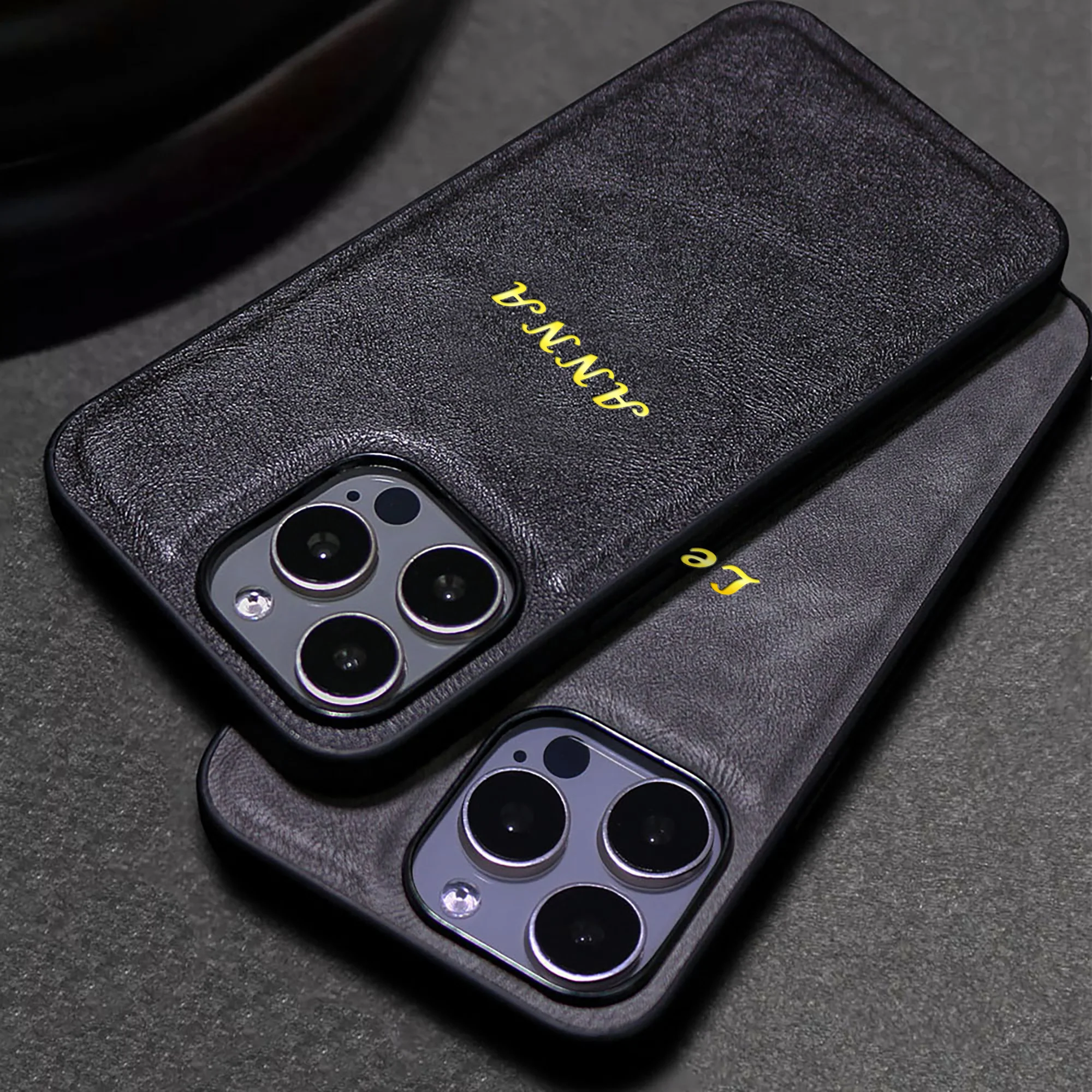 Personalized Letter Customized Name Business Faux Leather Phone Case for thumbnail 7