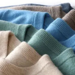 Super Soft Woolen Sweater Men's Loose Round Neck Sweater Solid Color Simple Warm Knitted Shirt Business Casual Underlay