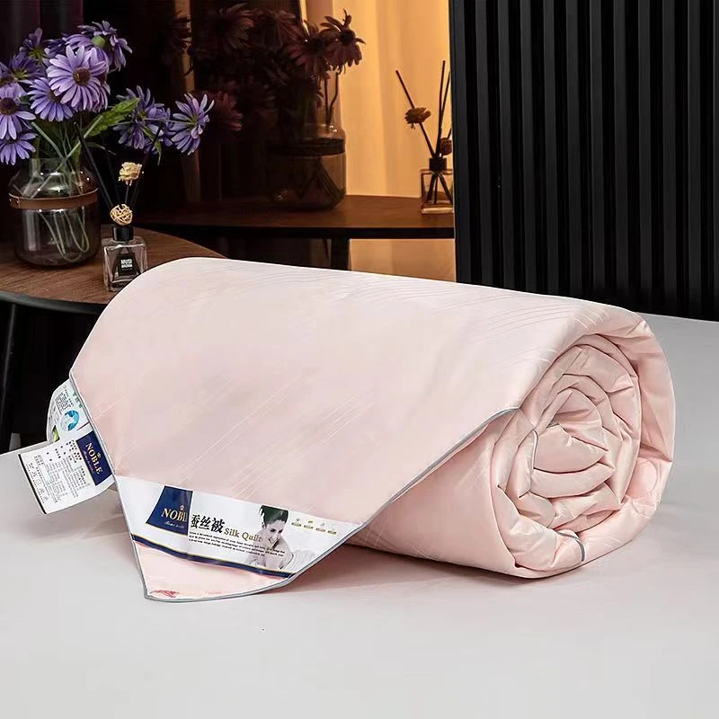 Mulberry Silk Duvet King Size 60s Cotton Jacquard Comforter Solid Color