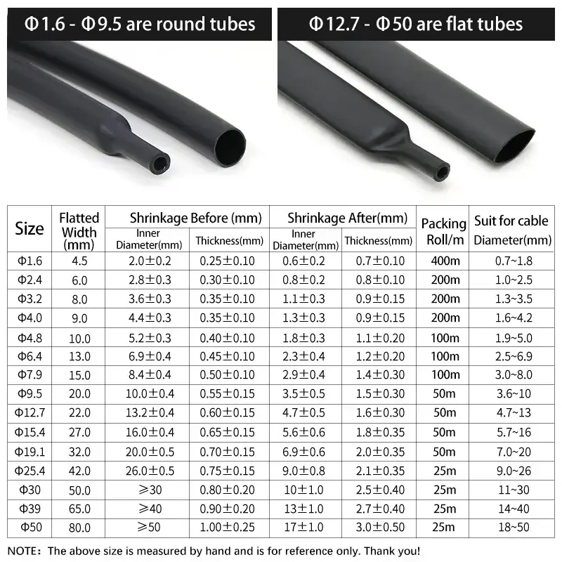 3:1 Black With Glue Heat Shrink Tube Dual Wall Tubing 1.6 ~ 50mm Diameter Polyolefin Insulated Adhesive Lined Shrink Wrap Sleeve - Image 6